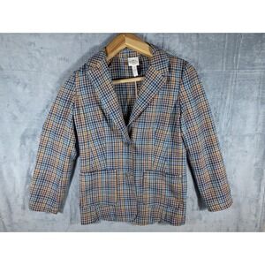 St. John's Bay Women's Multicolor Plaid Blazer Jacket Size M Cotton